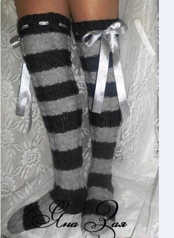 Thigh High Sock Stay Up - Damskie podkolanówki dziergane, miękkie elastyczne ciepłe
