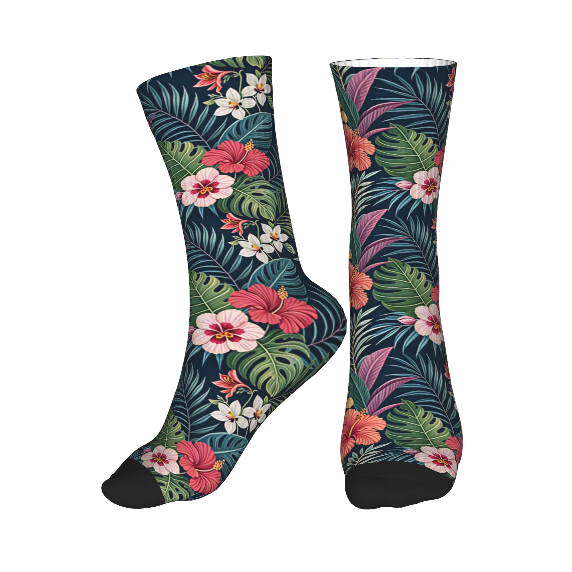 Dress Sock Men - Zabawne męskie skarpetki w hawajskie kwiaty